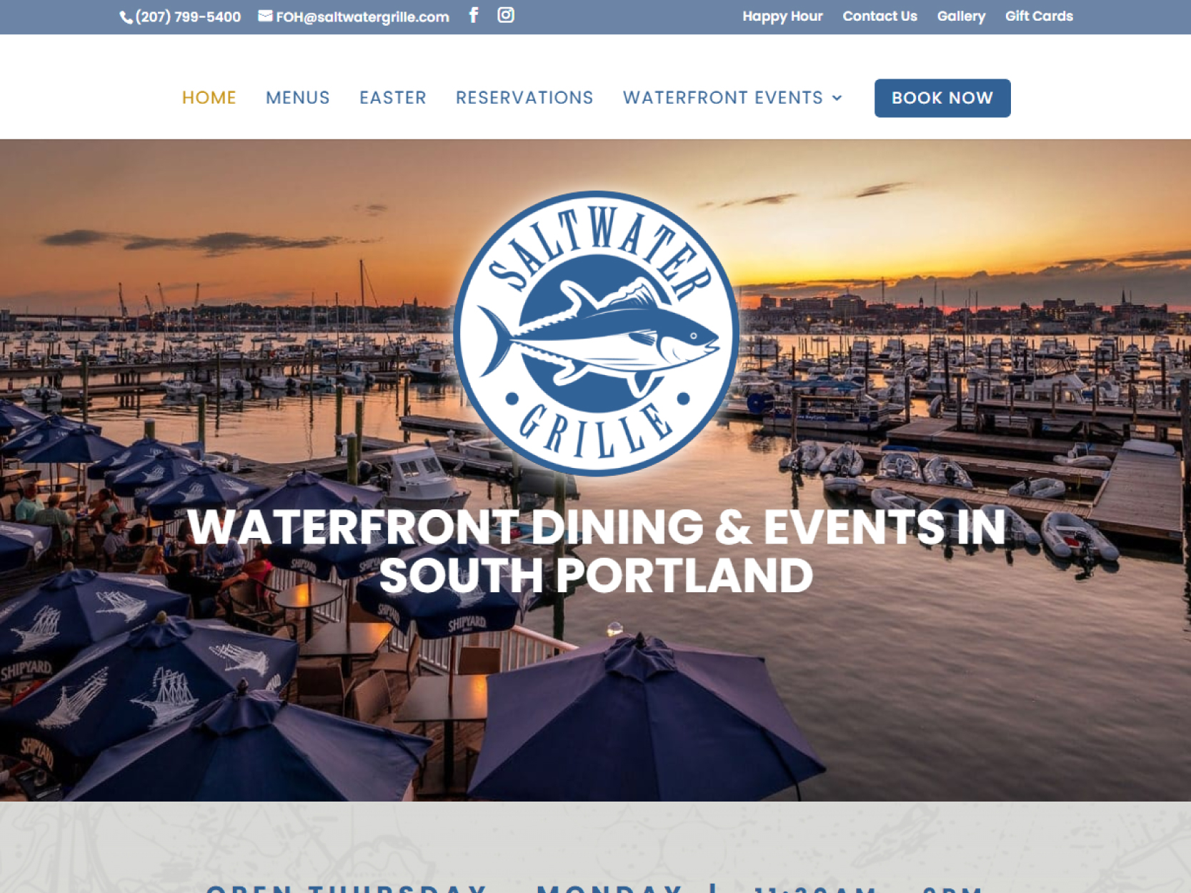 Thumbnail for my website section. This is the header for the Saltwater grille website