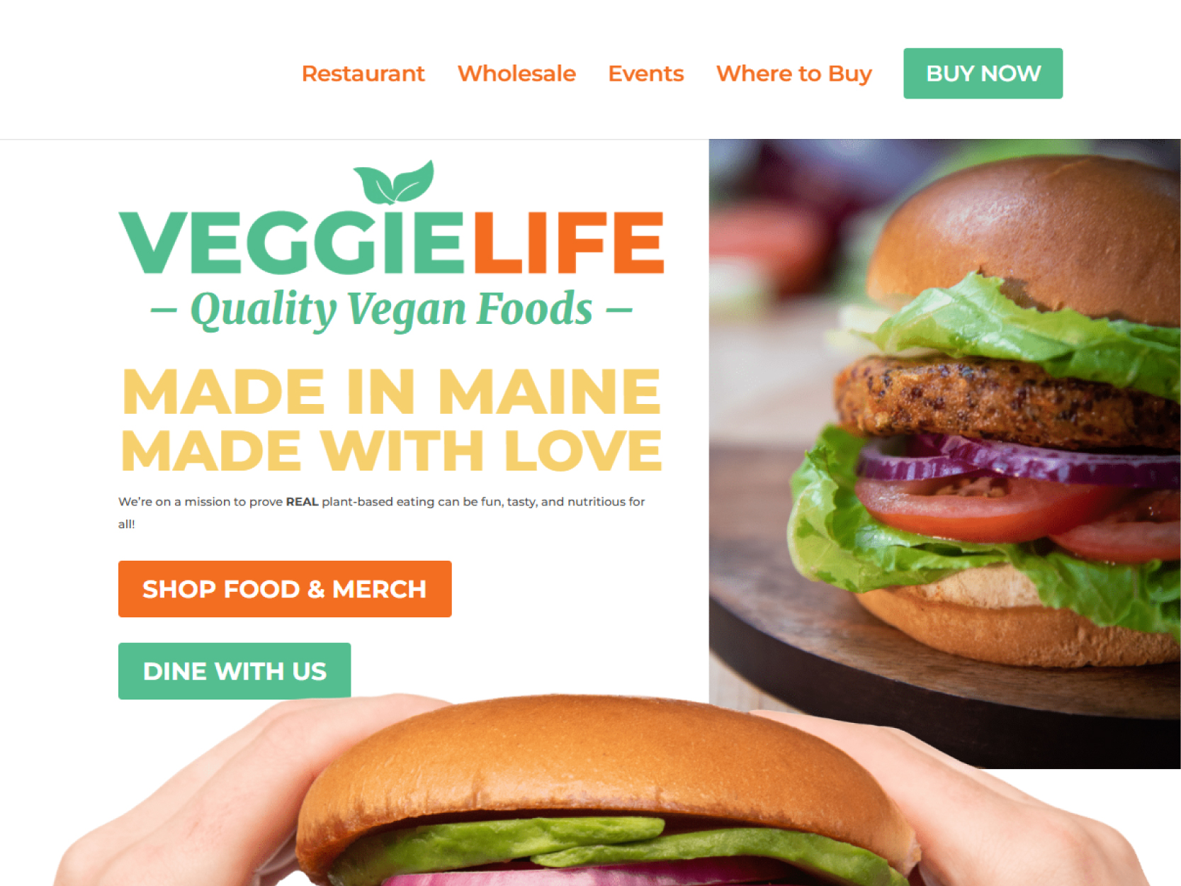 Thumbnail for my website section. This is the header for the Veggie Life Foods website